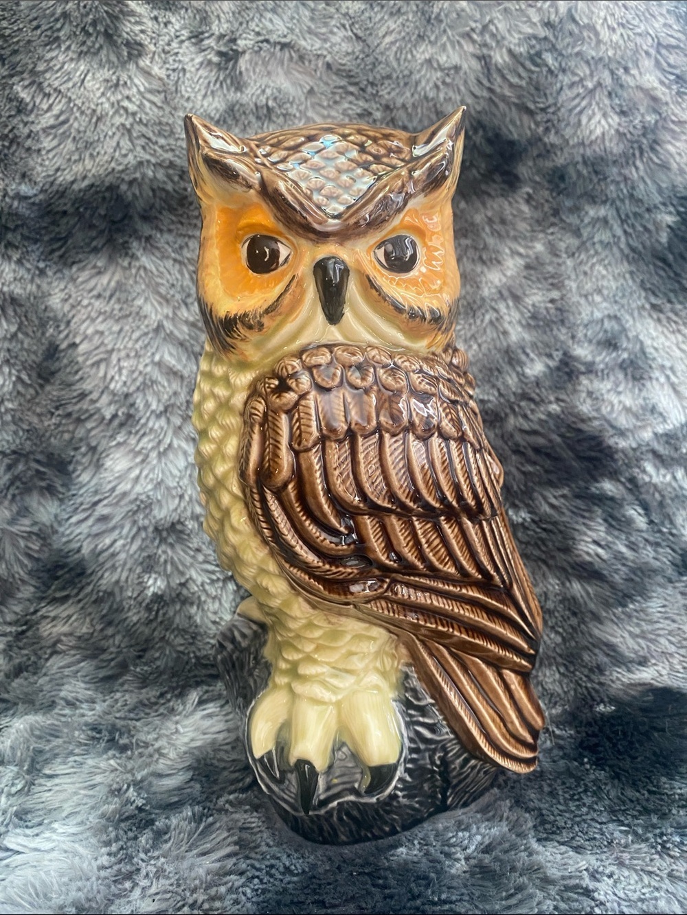 Decorative Brown & Cream Ceramic Owl Figurine